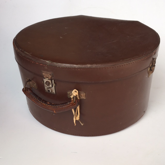 HAT BOX, Brown Leather